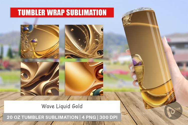 Tumbler Sublimation Wave Liquid Gold