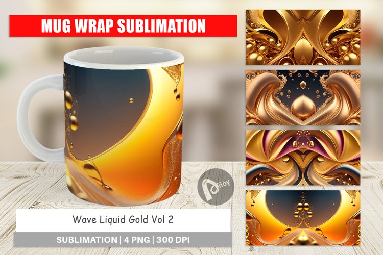 Mug Wrap Design Wave Liquid Gold