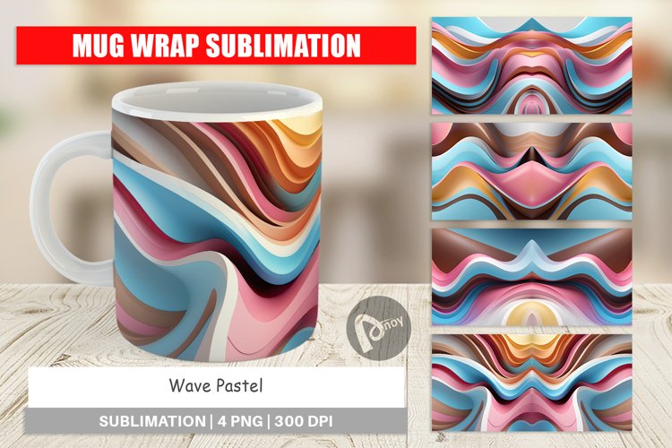 Mug Wrap Design Wave Pastel
