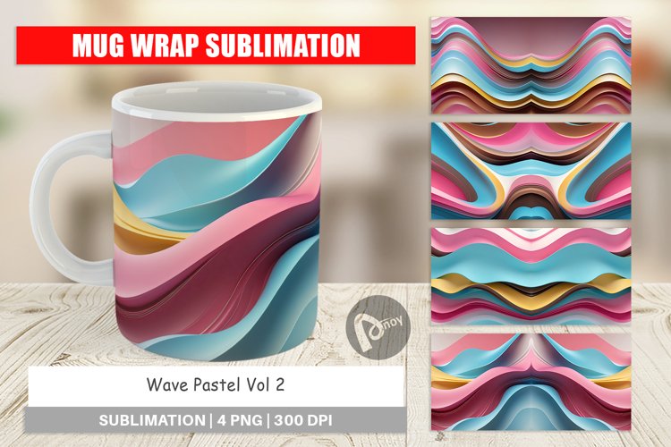 Mug Wrap Design Wave Pastel
