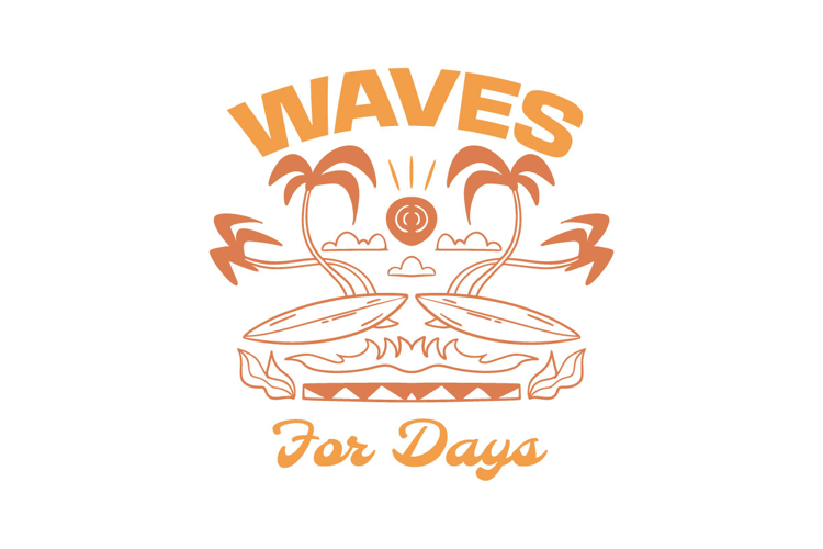 Waves for Days Retro Summer T-shirt Design
