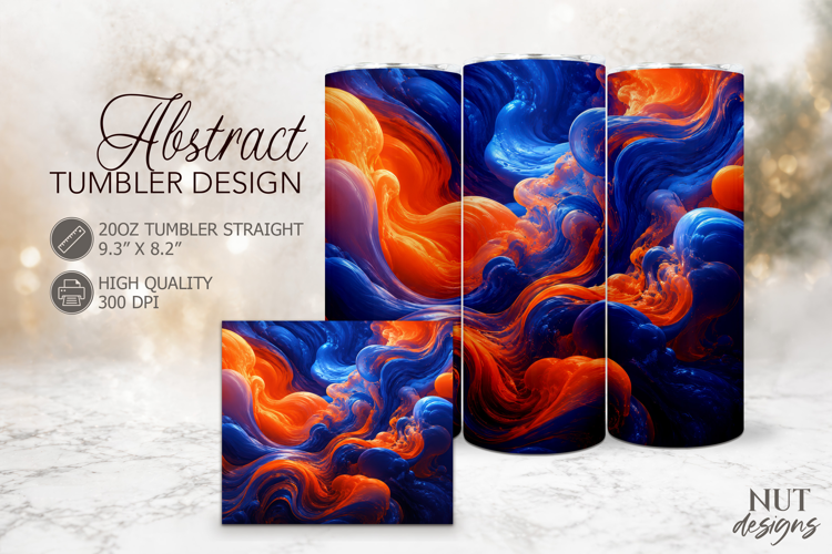 Blue Orange Abstract Tumbler Wrap