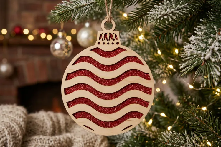 Wavy Christmas Bauble SVG Laser Cut Ornament Design File