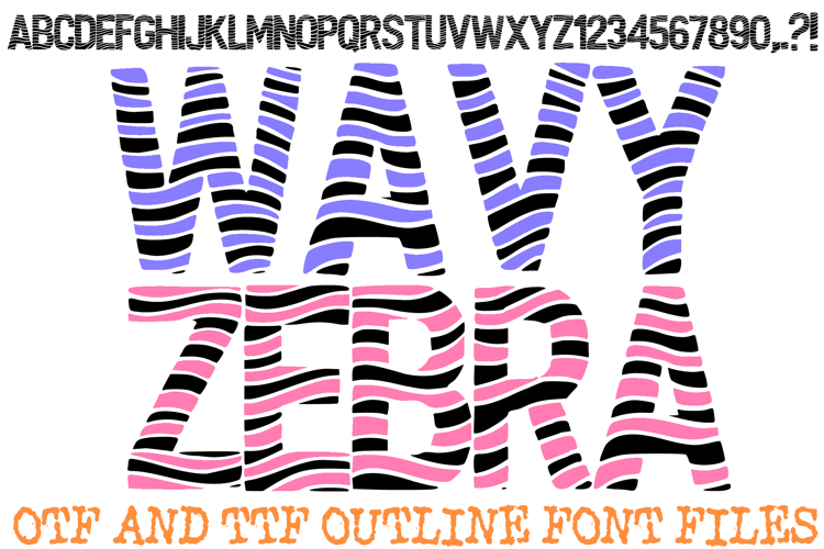 Wavy Zebra Font Lettering Ripple ABC Typography OTF