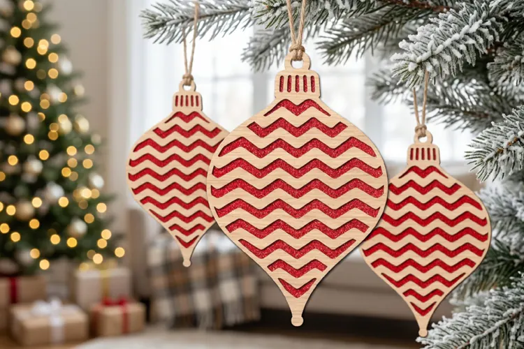 Wavy Zigzag Christmas Ornament SVG Wood Laser Cut
