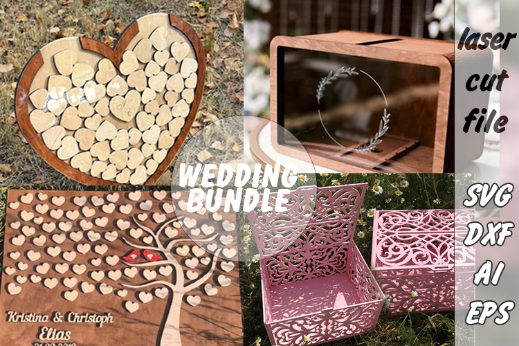 Wedding BUNDLE|Gift card box|Wishes|Laser Cut| SVG