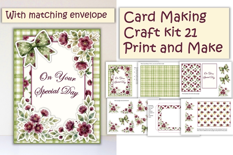 Summer Wedding Card Making Kit 21 with matching envelope