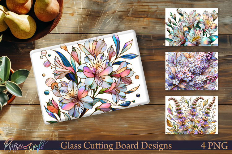 Stained Glass Floral Cutting Boards