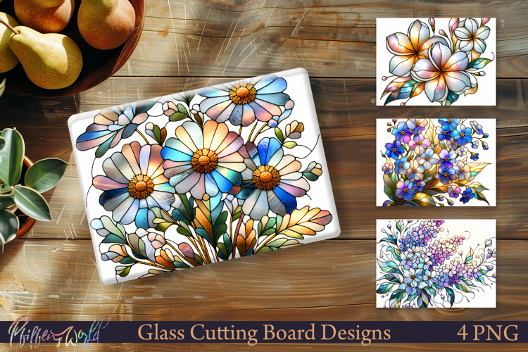 Floral Stained Glass Kitchen Art