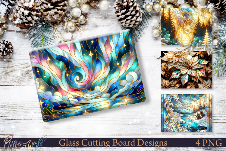 Elegant Winter Glass Cutting Board Designs