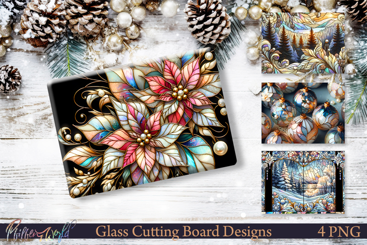 Festive Stained Glass Kitchen Board Art