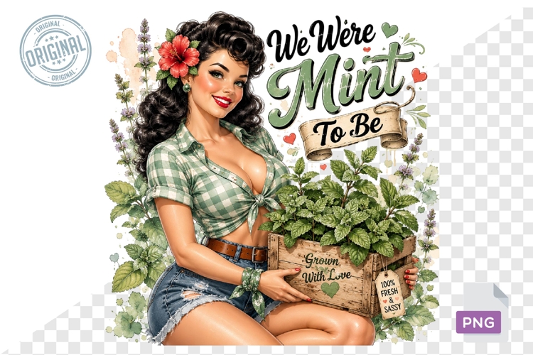Were Mint To Be Cute Herb Garden PNG Sublimation
