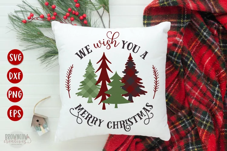 Christmas Round Sign SVG, We Wish You a Merry Christmas