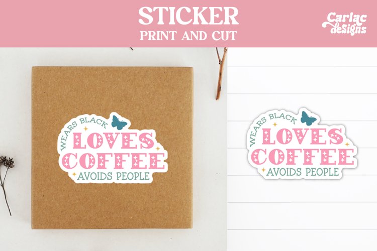 Wears Black Loves Coffee Sticker