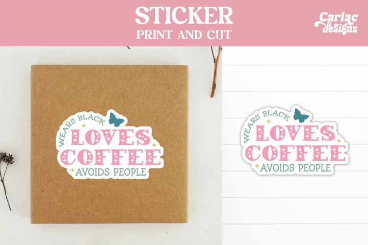 Coffee Stickers, Wears Black Loves Coffee Sticker