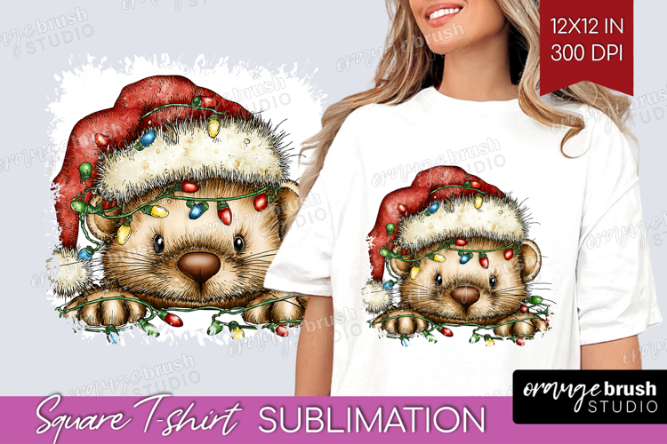 Weasel Tangled In Christmas Lights Square Tshirt Background