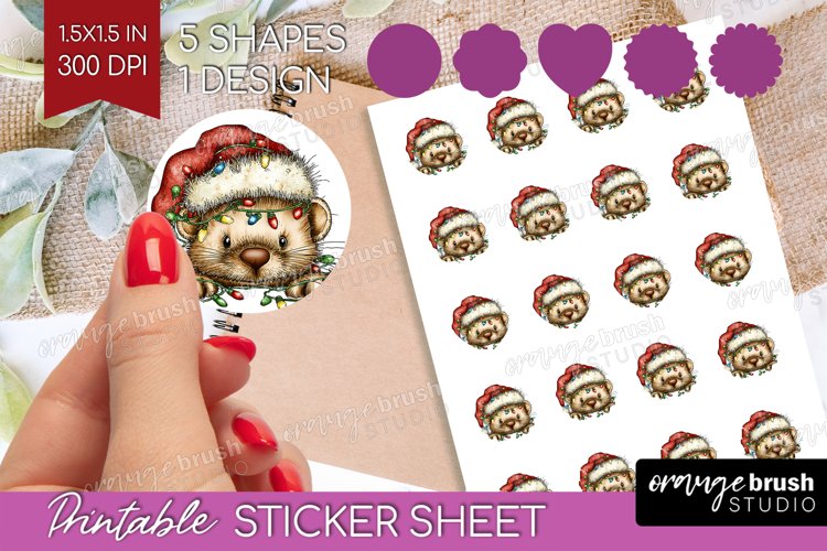 Weasel Tangled In Christmas Lights Round Sticker Funny Xmas