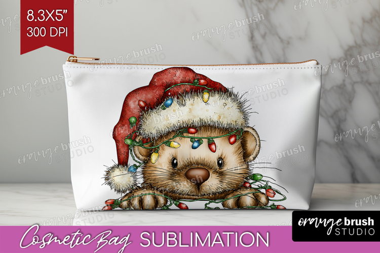 Weasel Tangled In Christmas Lights Cosmetic Bag Funny Xmas