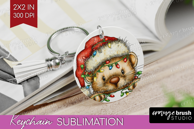 Weasel Tangled In Christmas Lights Keychain PNG Funny Xmas