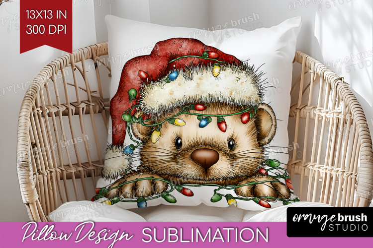 Weasel Tangled In Christmas Lights Pillow Sublimation Funny