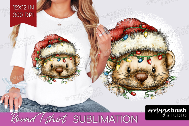 Weasel Tangled In Christmas Lights Round Tshirt Background