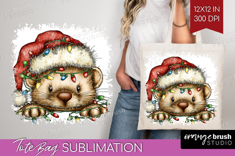 Weasel Tangled In Christmas Lights Tote Bag Funny Xmas Tote