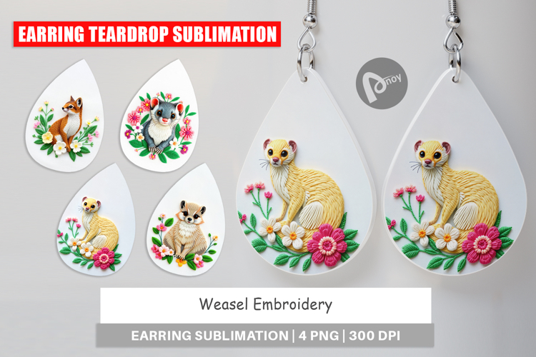 Earring Weasel Embroidery