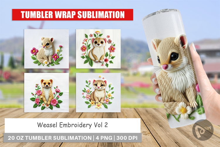 Tumbler Weasel Embroidery