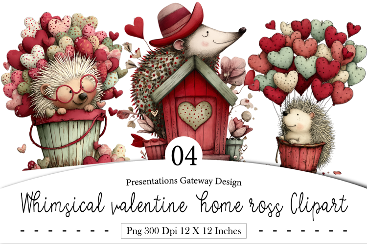 Whimsical valentine home ross Clipart