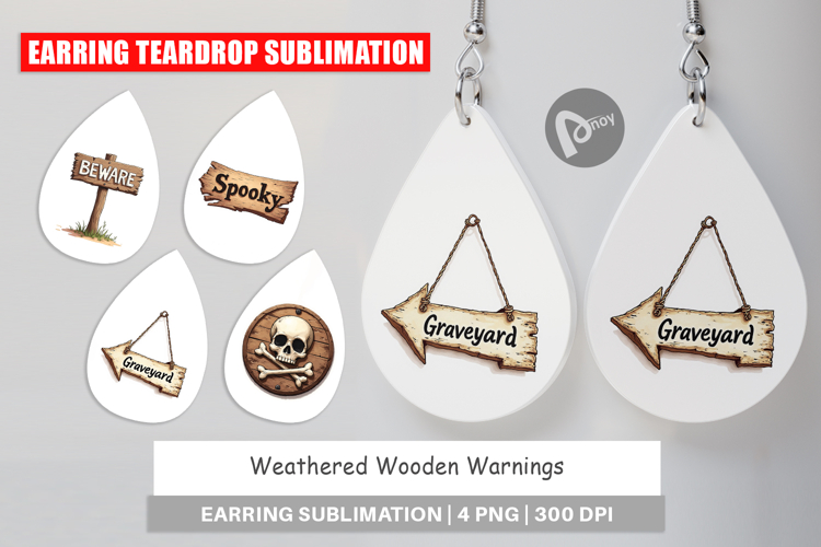 Wooden Warnings Earring