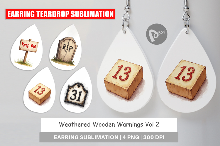 Wooden Warnings Earring