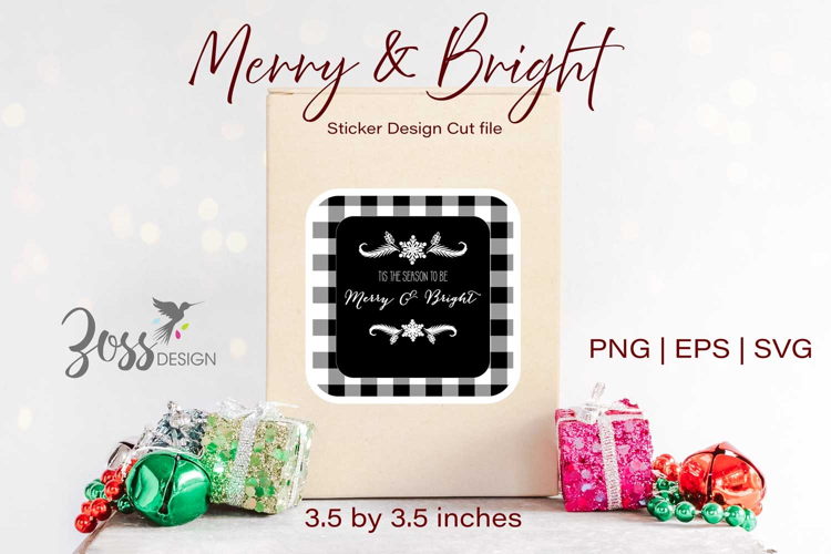 Merry and Bright Christmas Sticker Design |SVG