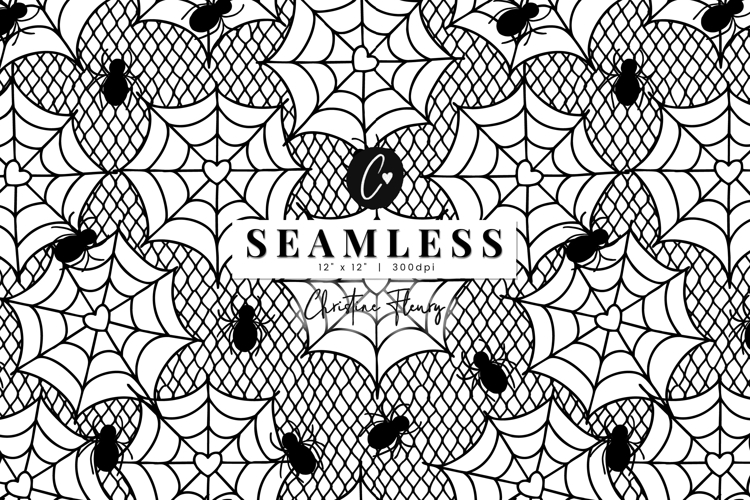 Seamless Spiders and Webs Lace Pattern | Halloween PNG