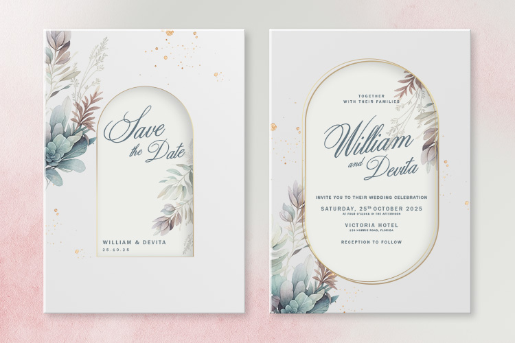 Botanical Pastel Elegant Wedding Invitation
