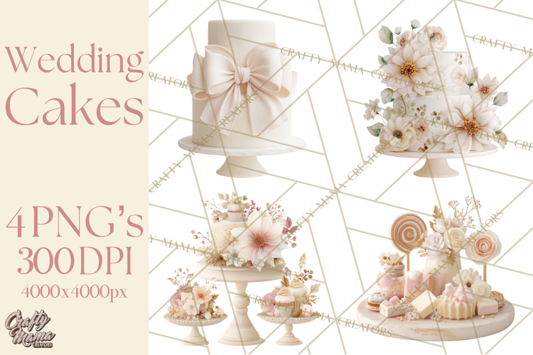 Wedding Cake Clipart PNG, Elegant Wedding Desserts