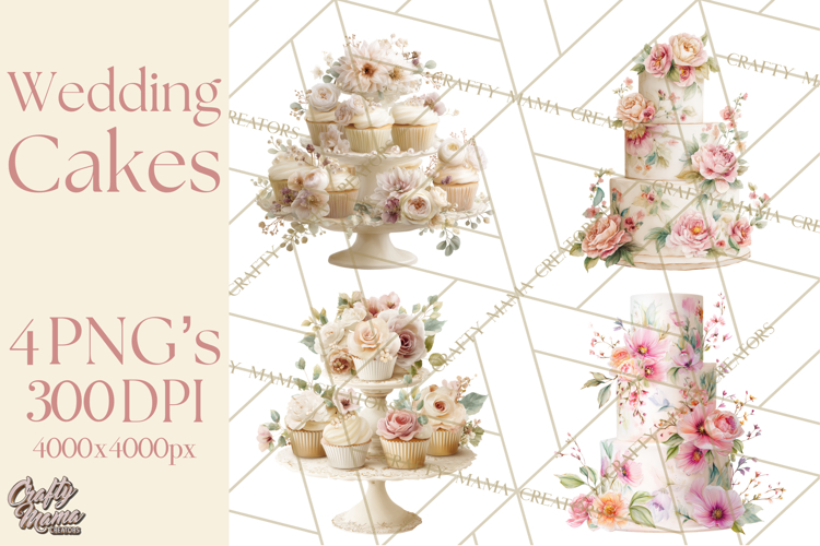 Wedding Cake Clipart PNG, Elegant Wedding Desserts