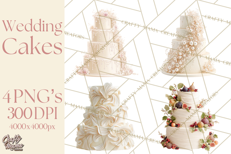 Wedding Cake Clipart PNG, Elegant Wedding Desserts