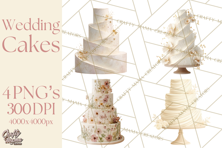 Wedding Cake Clipart PNG, Elegant Wedding Desserts