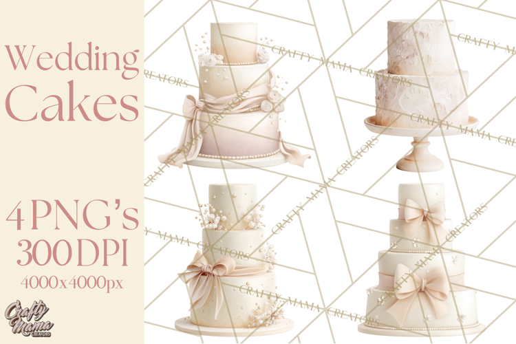 Wedding Cake Clipart PNG, Elegant Wedding Desserts