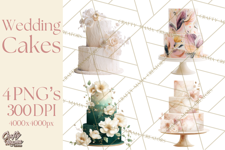 Wedding Cake Clipart PNG, Elegant Wedding Desserts