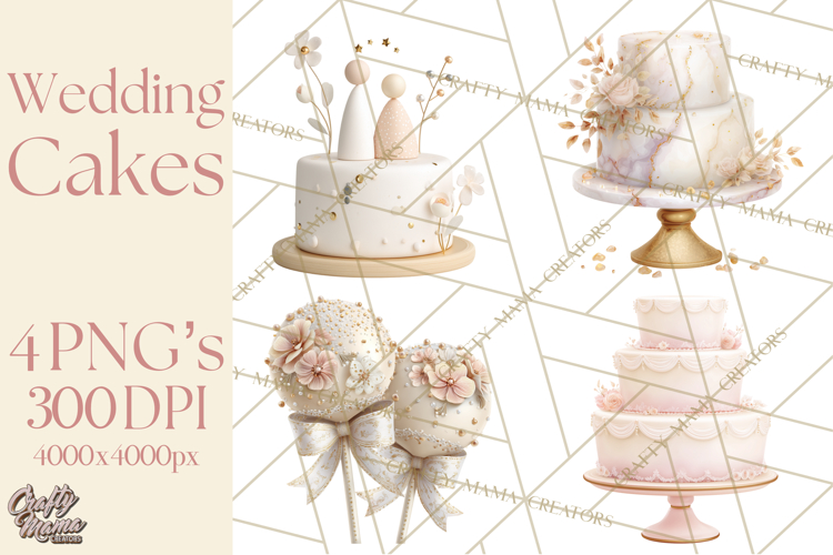Wedding Cake Clipart PNG, Elegant Wedding Desserts