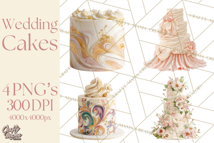 Wedding Cake Clipart PNG, Elegant Wedding Desserts