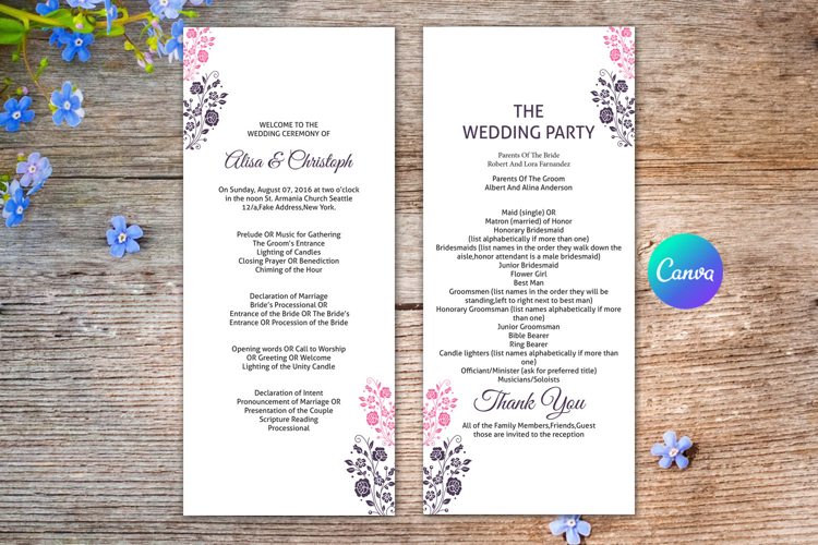 Wedding Ceremony Program Template