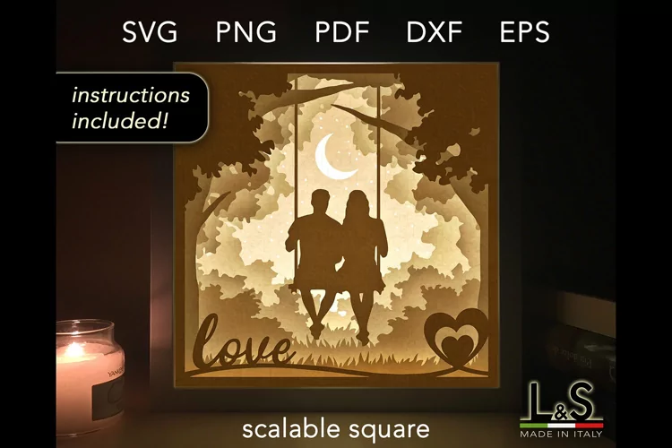 Couple Shadow Box Svg | Love Layered Papercut Template