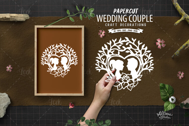 Wedding couple Silhouette Paper Cut example image 1