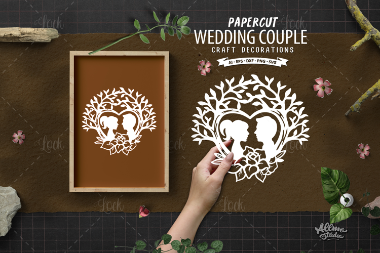 Wedding couple Silhouette Paper Cut