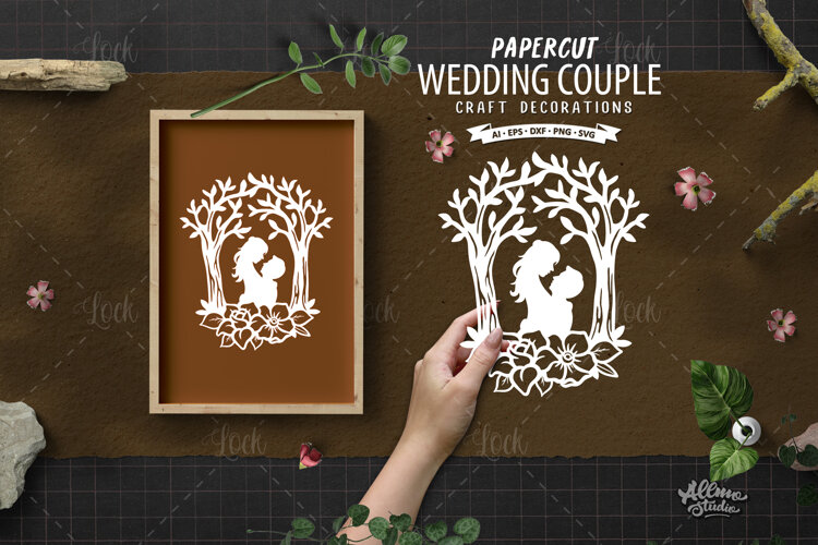Wedding couple Silhouette Paper Cut example image 1