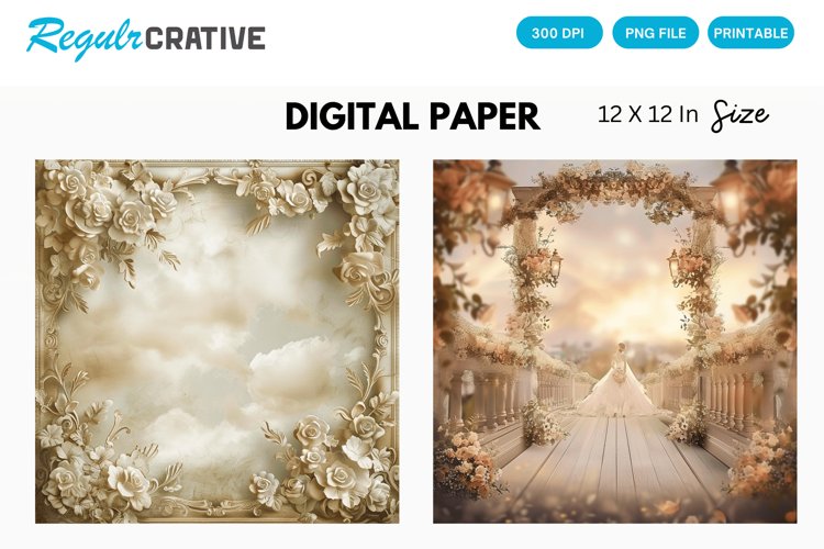 Wedding Fantasy Digital Paper, Wedding Background