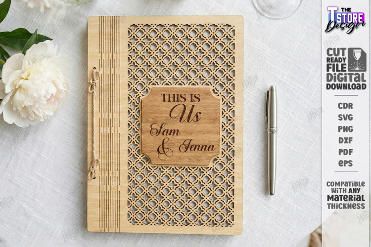 Wedding Guest Book Laser Cut | Personalized Photo Album SVG