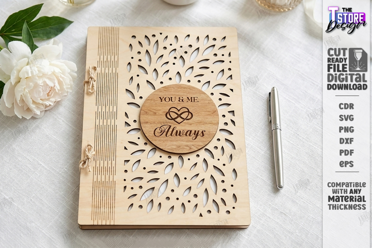 Wedding Guest Book Laser Cut | Personalized Photo Album SVG